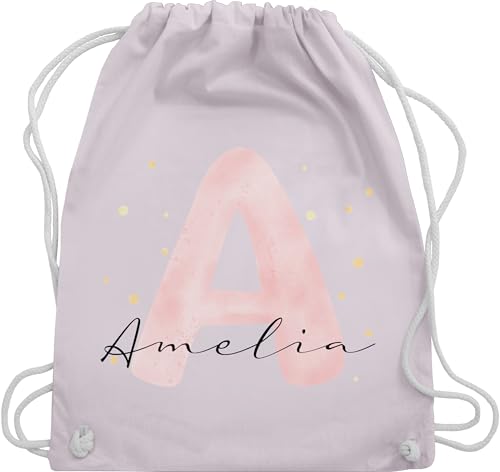 Turnbeutel Rucksack - Initialen - Individuell gestaltbar mit Initialbuchstabe und Name | Geschenk mit Anfangsbuchstabe und Name frei wählbar - Unisize - Pastell Rosa - schulkind beutel buchstaben von Geschenk mit Namen personalisiert by Shirtracer
