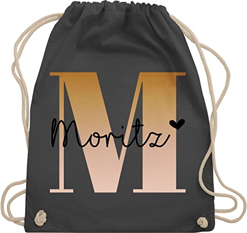 Turnbeutel Rucksack - Initialen - Name und Buchstabe I Geschenk Anfangsbuchstabe - Unisize - Dunkelgrau - tasche krippe schulkind beutel buchstaben m turnsack sporttasche für schule von Geschenk mit Namen personalisiert by Shirtracer