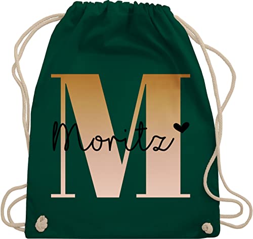 Turnbeutel Rucksack - Initialen - Name und Buchstabe I Geschenk Anfangsbuchstabe - Unisize - Dunkelgrün - tasche krippe schulkind beutel buchstaben m turnsack sporttasche für schule von Geschenk mit Namen personalisiert by Shirtracer