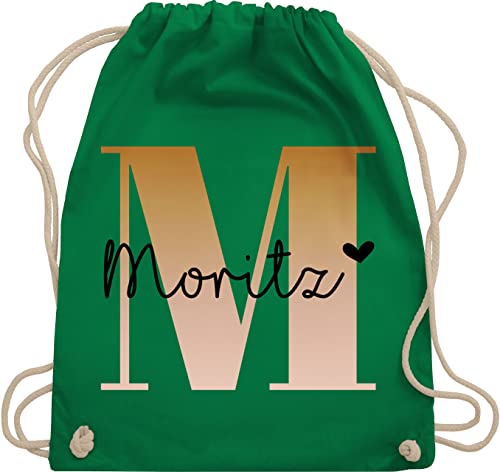 Turnbeutel Rucksack - Initialen - Name und Buchstabe I Geschenk Anfangsbuchstabe - Unisize - Grün - tasche krippe schulkind beutel buchstaben m turnsack sporttasche für schule stoffbeutel kita von Geschenk mit Namen personalisiert by Shirtracer
