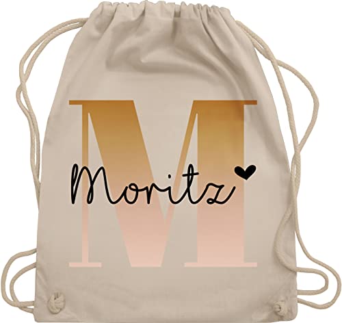 Turnbeutel Rucksack - Initialen - Name und Buchstabe I Geschenk Anfangsbuchstabe - Unisize - Naturweiß - tasche krippe schulkind beutel buchstaben m turnsack sporttasche für schule von Geschenk mit Namen personalisiert by Shirtracer