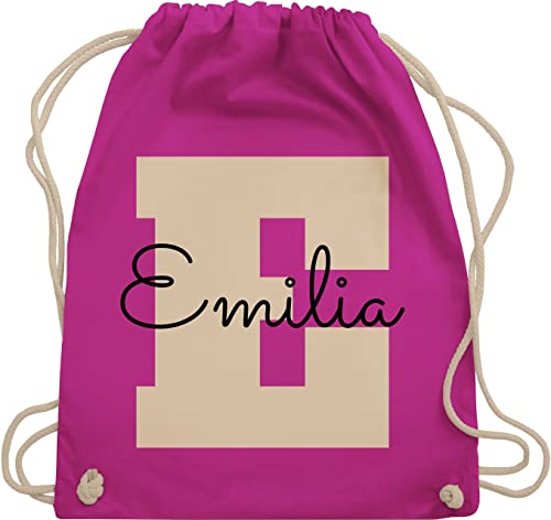 Turnbeutel Rucksack - Initialen - Personalisiertes Geschenke mit Namen Weihnachts-Geschenke Geschenkideen Wichtelgeschenk - Unisize - Fuchsia - e und name schulkind beutel buchstaben stoffbeutel von Geschenk mit Namen personalisiert by Shirtracer