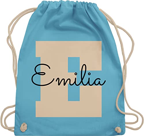 Turnbeutel Rucksack - Initialen - Personalisiertes Geschenke mit Namen Weihnachts-Geschenke Geschenkideen Wichtelgeschenk - Unisize - Hellblau - e und name schulkind beutel buchstaben stoffbeutel von Geschenk mit Namen personalisiert by Shirtracer