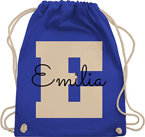 Turnbeutel Rucksack - Initialen - Personalisiertes Geschenke mit Namen Weihnachts-Geschenke Geschenkideen Wichtelgeschenk - Unisize - Royalblau - e und name schulkind beutel buchstaben stoffbeutel von Geschenk mit Namen personalisiert by Shirtracer