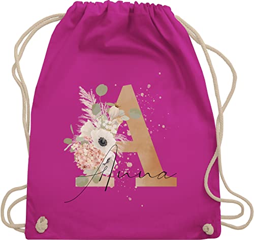 Turnbeutel Rucksack - Initialen - Watercolor Anfangsbuchstabe I Geschenk mit Initiale Geschenke - Unisize - Fuchsia - kindergartentasche schulkind beutel buchstaben a turnsack von Geschenk mit Namen personalisiert by Shirtracer