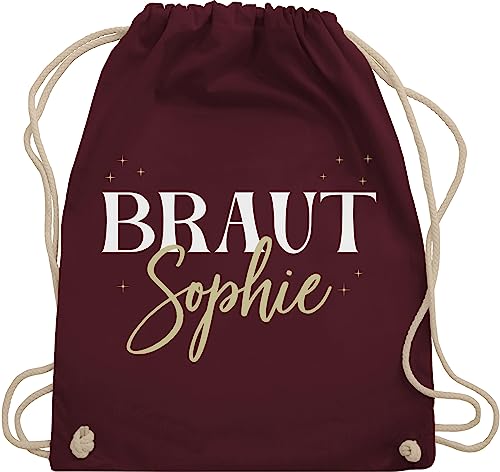 Turnbeutel Rucksack - JGA Junggesellenabschied - Braut Bride - Unisize - Bordeauxrot - beutel jungesellinnenabschied abschied kordelzug frauen name jungesellinenabschied junggesellinnenabschied von Geschenk mit Namen personalisiert by Shirtracer