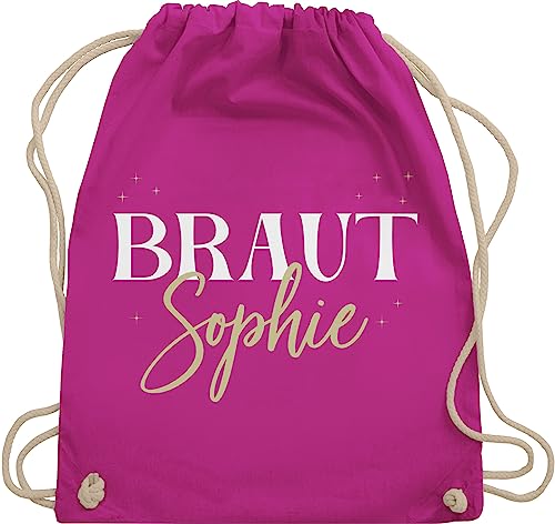 Turnbeutel Rucksack - JGA Junggesellenabschied - Braut Bride - Unisize - Fuchsia - beutel tasche junggesellinnenabschied jungesellenabschied name rucksäcke frauen abschied kordelzug von Geschenk mit Namen personalisiert by Shirtracer