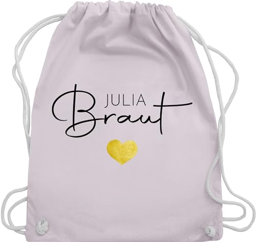 Turnbeutel Rucksack - JGA Junggesellenabschied - Braut - Name Herz - Unisize - Pastell Rosa - beuteltasche junggesellinnenabschied beutel rucksäcke jungesellinnenabschied kordelzug frauen baumwolle von Geschenk mit Namen personalisiert by Shirtracer