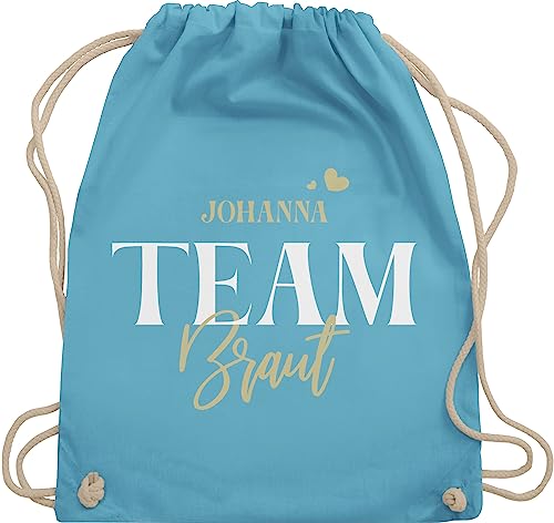 Turnbeutel Rucksack - JGA Junggesellenabschied - Team Braut Bride Team Crew - Unisize - Hellblau - beutel junggesellinnenabschied frauen name rucksaecke stoffbeutel das gefolge der von Geschenk mit Namen personalisiert by Shirtracer