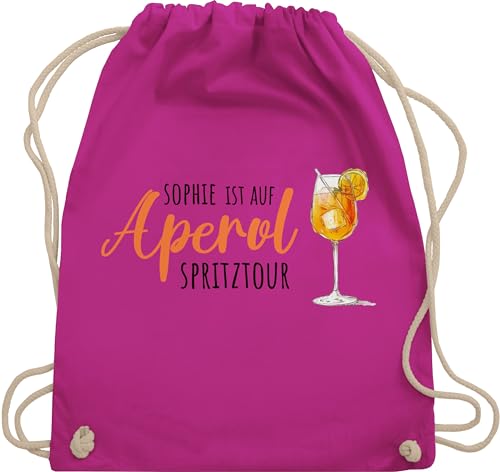 Turnbeutel Rucksack - Karneval Accessoire Fasching - Ist auf Aperol mit Name Spritztour - Mädelsabend JGA Mallorca Mädelsausflug - Unisize - Fuchsia - fünfte jahreszeit faschings karnevals von Geschenk mit Namen personalisiert by Shirtracer