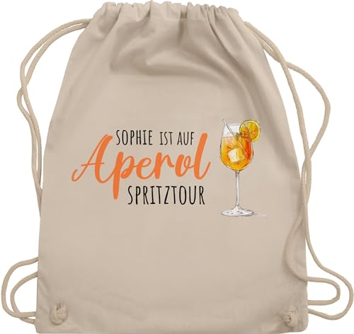 Turnbeutel Rucksack - Karneval Accessoire Fasching - Ist auf Aperol mit Name Spritztour I Mädelsabend JGA I Mallorca Mädelsausflug - Unisize - Naturweiß - karnevals trink beutel faschings spritz von Geschenk mit Namen personalisiert by Shirtracer