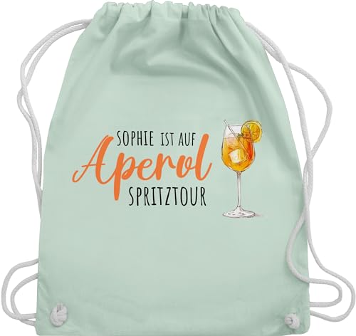 Turnbeutel Rucksack - Karneval Accessoire Fasching - Ist auf Aperol mit Name Spritztour I Mädelsabend JGA I Mallorca Mädelsausflug - Unisize - Pastell Grün - karnevals trink beutel faschings von Geschenk mit Namen personalisiert by Shirtracer