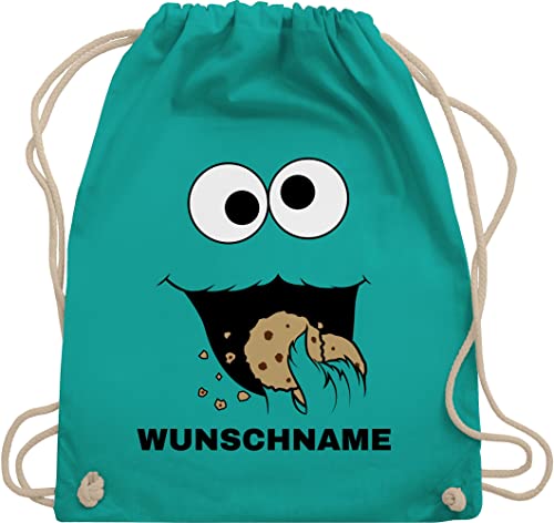 Turnbeutel Rucksack - Karneval Accessoire Fasching - Keks Monster Kostüm mit Name I Krümelmonster I Cookie Monster I Keksmonster - Unisize - Türkis - monsterbeutel karnevals kekse beutel Turnbeutel Rucksack - Karneval Accessoire Fasching - Keks Monster Kostüm mit Name I Krümelmonster I Cookie Monster I Keksmonster - Unisize - Türkis - monsterbeutel karnevals kekse beutel von Geschenk mit Namen personalisiert by Shirtracer