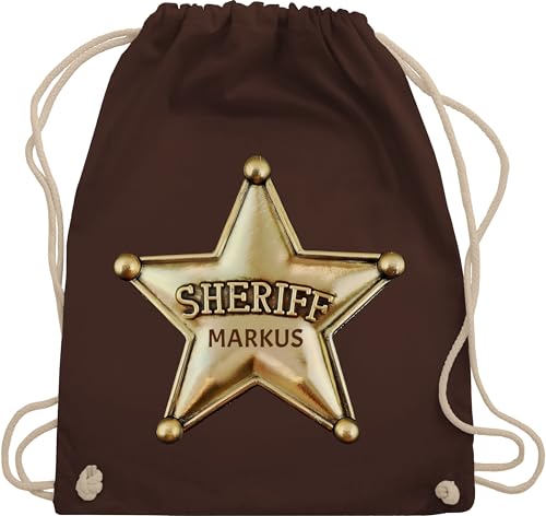 Turnbeutel Rucksack - Karneval Accessoire Fasching - Sheriff Stern mit Name personalisiert I Cowboy Kostüm Sheriff Stern I Sheriffstern Wilder Westen Kostüm Cowgirl I Fastnacht - Unisize - Braun Turnbeutel Rucksack - Karneval Accessoire Fasching - Sheriff Stern mit Name personalisiert I Cowboy Kostüm Sheriff Stern I Sheriffstern Wilder Westen Kostüm Cowgirl I Fastnacht - Unisize - Braun von Geschenk mit Namen personalisiert by Shirtracer