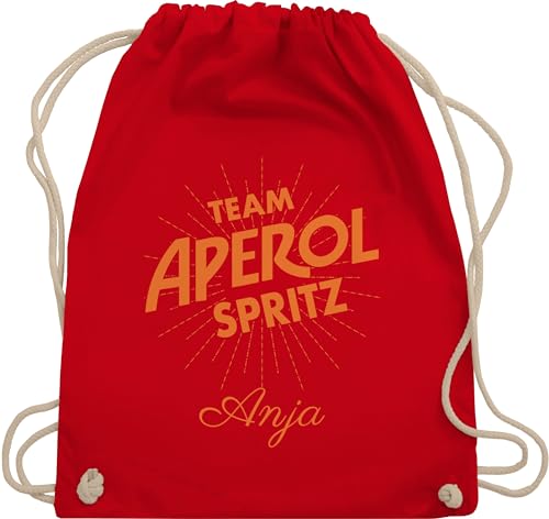 Turnbeutel Rucksack - Karneval Accessoire Fasching - Team Aperol Spritz mit Name - Mädelsabend JGA Mallorca Mädelsausflug - Unisize - Rot - fünfte jahreszeit tasche karnevals faschings von Geschenk mit Namen personalisiert by Shirtracer