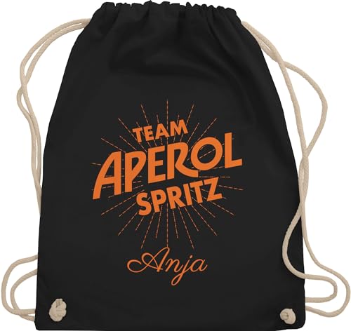 Turnbeutel Rucksack - Karneval Accessoire Fasching - Team Aperol Spritz mit Name I Mädelsabend JGA Mallorca Mädelsausflug - Unisize - Schwarz - personalisieren karnevals personalisierte beutel von Geschenk mit Namen personalisiert by Shirtracer