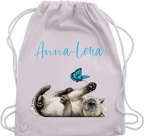 Turnbeutel Rucksack - Katzen - Süße verspielte Katze Cat - Unisize - Pastell Rosa - katzenliebhaber name stoffbeutel kinder katzenmotiv katzenbesitzerin beutel mädchen katzenliebhaberin von Geschenk mit Namen personalisiert by Shirtracer