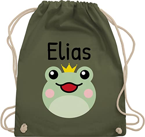 Turnbeutel Rucksack - Kinder Taschen Mädchen - Süßer Frosch - Unisize - Olivgrün - kitatüte wechselbeutel kindergarten kita name beutel wechselkleidung stoffbeutel wechselwäsche von Geschenk mit Namen personalisiert by Shirtracer