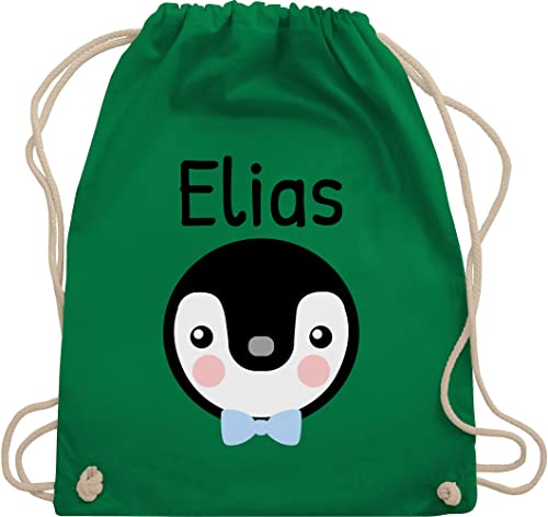 Turnbeutel Rucksack - Kinder Taschen Mädchen - Süßer Pinguin - Unisize - Grün - beutel kindergarten stoffbeutel wechselwäsche kita name juterucksäcke personalisierte geschenke kind von Geschenk mit Namen personalisiert by Shirtracer