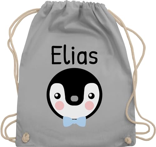 Turnbeutel Rucksack - Kinder Taschen Mädchen - Süßer Pinguin - Unisize - Hellgrau - beutel kindergarten stoffbeutel wechselwäsche kita name juterucksäcke personalisierte geschenke kind von Geschenk mit Namen personalisiert by Shirtracer