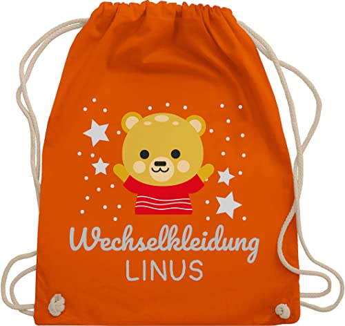 Turnbeutel Rucksack - Kita Beutel Wechselsachen Jungen - Wechselkleidung Bär - Unisize - Orange - personalisierte wechselbeutel kindergarten stoffbeutel name kindergartenbeutel wechselwäsche von Geschenk mit Namen personalisiert by Shirtracer