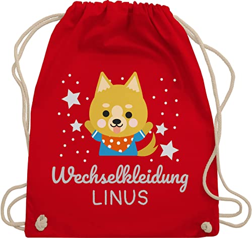 Turnbeutel Rucksack - Kita Beutel Wechselsachen Jungen - Wechselkleidung Hund - Unisize - Rot - kindergartenkind wechselbeutel kindergarten name stoffbeutel rucksäcke kindergarten-rucksack von Geschenk mit Namen personalisiert by Shirtracer