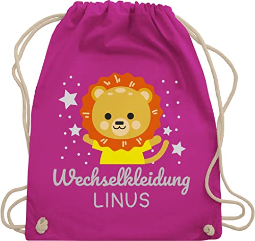Turnbeutel Rucksack - Kita Beutel Wechselsachen Jungen - Wechselkleidung Löwe - Unisize - Fuchsia - kinderturnbeutel wechselbeutel personalisierte löwen stoffbeutel kindergartenbeutel von Geschenk mit Namen personalisiert by Shirtracer