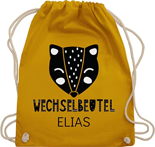 Turnbeutel Rucksack - Kita Beutel Wechselsachen Mädchen - Wechselbeutel mit Fuchs - Unisize - Senfgelb - wechselkleidung kindergartenbeutel personalisierte stoffbeutel kindergarten von Geschenk mit Namen personalisiert by Shirtracer