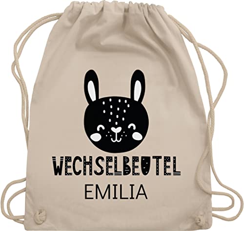 Turnbeutel Rucksack - Kita Beutel Wechselsachen Mädchen - Wechselbeutel mit Hase - Unisize - Naturweiß - wechseltasche kindergarten kindergartenbeutel personalisierte name stoffbeutel von Geschenk mit Namen personalisiert by Shirtracer