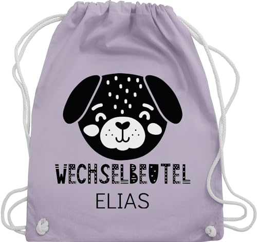 Turnbeutel Rucksack - Kita Beutel Wechselsachen Mädchen - Wechselbeutel mit Hund - Unisize - Pastell Lila - personalisierter wechselkleidung kindergartenbeutel personalisierte wechsel stoffbeutel von Geschenk mit Namen personalisiert by Shirtracer