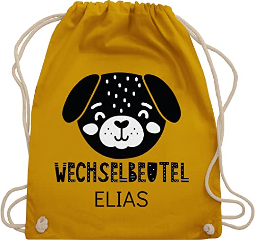 Turnbeutel Rucksack - Kita Beutel Wechselsachen Mädchen - Wechselbeutel mit Hund - Unisize - Senfgelb - personalisierter wechselkleidung kindergartenbeutel personalisierte wechsel stoffbeutel von Geschenk mit Namen personalisiert by Shirtracer
