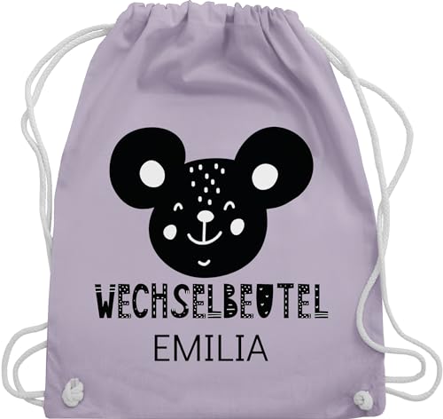 Turnbeutel Rucksack - Kita Beutel Wechselsachen Mädchen - Wechselbeutel mit Maus - Unisize - Pastell Lila - kindergarten kindergartenbeutel personalisierte name stoffbeutel von Geschenk mit Namen personalisiert by Shirtracer