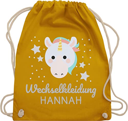 Turnbeutel Rucksack - Kita Beutel Wechselsachen Mädchen - Wechselkleidung Einhorn - Unisize - Senfgelb - wechselbeutel kindergartenbeutel personalisierte name stoffbeutel kindergarten von Geschenk mit Namen personalisiert by Shirtracer
