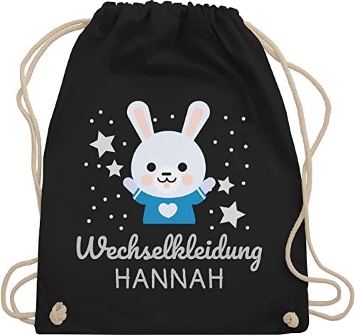 Turnbeutel Rucksack - Kita Beutel Wechselsachen Mädchen - Wechselkleidung Hase - Unisize - Schwarz - kindergarten wechselbeutel personalisierte kinder baumwolle jungen kindergartenbeutel von Geschenk mit Namen personalisiert by Shirtracer