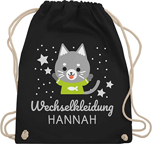 Turnbeutel Rucksack - Kita Beutel Wechselsachen Mädchen - Wechselkleidung Katze - Unisize - Schwarz - stoffbeutel kindergarten wechselbeutel personalisierte beutelrucksäcke für kindergartenbeutel von Geschenk mit Namen personalisiert by Shirtracer
