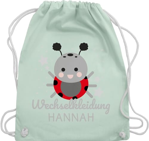 Turnbeutel Rucksack - Kita Beutel Wechselsachen Mädchen - Wechselkleidung Marienkäfer - Unisize - Pastell Grün - wechselbeutel personalisierte turnbeute kindergarten von Geschenk mit Namen personalisiert by Shirtracer