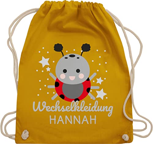 Turnbeutel Rucksack - Kita Beutel Wechselsachen Mädchen - Wechselkleidung Marienkäfer - Unisize - Senfgelb - stoffbeutel wechselklamotten kindergarten wechselbeutel personalisierte wechselkleider von Geschenk mit Namen personalisiert by Shirtracer