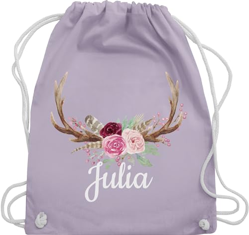 Turnbeutel Rucksack - Kompatibel Oktoberfest - Geweih mit Name - Unisize - Pastell Lila - trachtenrucksack oktoberfest-tasche trachten hirsch beutel trachtenrucksäcke bayrisch stoffbeutel von Geschenk mit Namen personalisiert by Shirtracer