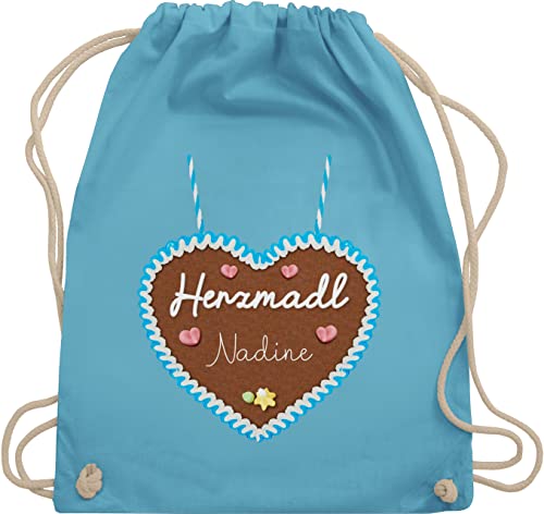 Turnbeutel Rucksack - Kompatibel Oktoberfest - Herzmadl Lebkuchenherz - Unisize - Hellblau - oktoberfest-tasche trachtenrucksack trachten herz juterucksack trachtenrucksäcke bayrisch name beutel von Geschenk mit Namen personalisiert by Shirtracer