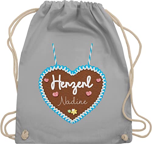 Turnbeutel Rucksack - Kompatibel Oktoberfest - Lebkuchen Herzerl - Print hellblau - Unisize - Hellgrau - lebkuchenherz beutel trachtenrucksäcke bayrisches wunschtext turnen tasche bayrische von Geschenk mit Namen personalisiert by Shirtracer