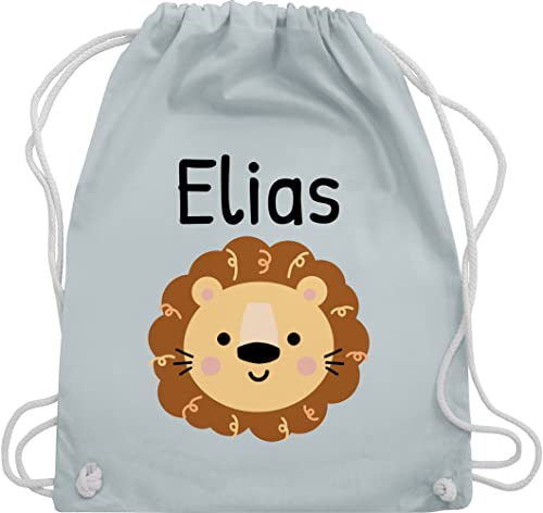 Turnbeutel Rucksack - Löwen - Süßer Löwe - Kindergarten Kita - Unisize - Pastell Blau - personalisierter beutel kinder kinderrucksack name kindergartentag gymsack personalisierte tasche von Geschenk mit Namen personalisiert by Shirtracer