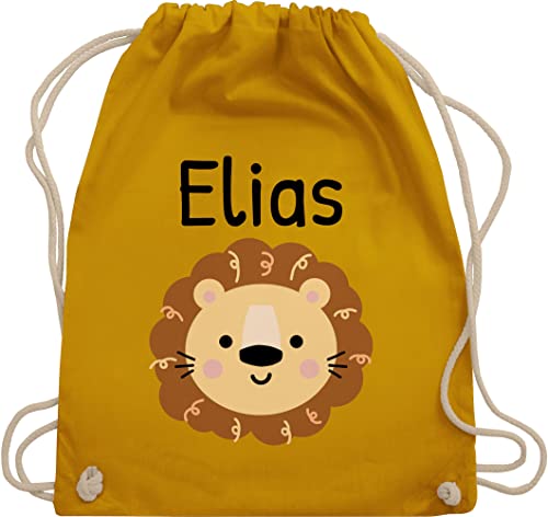 Turnbeutel Rucksack - Löwen - Süßer Löwe - Kindergarten Kita - Unisize - Senfgelb - personalisierte tieren beutel baumwolle kinderturnbeutel jungen personalisierter kindergartenrucksack löwe. von Geschenk mit Namen personalisiert by Shirtracer