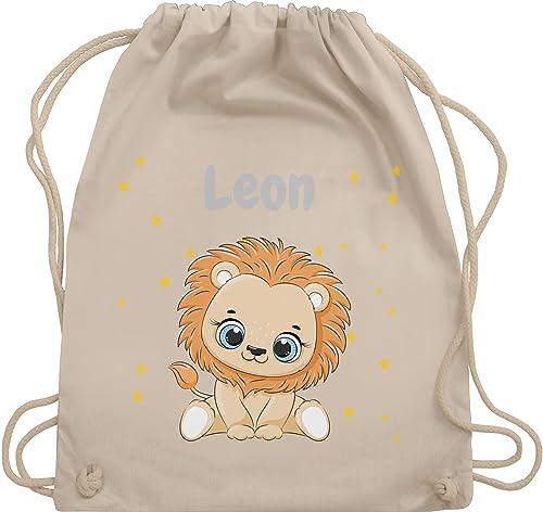 Turnbeutel Rucksack - Süßer Löwe Löwen Löwenmotiv König der Tiere Lion - Unisize - Naturweiß - beutel kita tasche und stoffbeutel kindergartentasche wunschtext kinderrucksack personalisiertes von Geschenk mit Namen personalisiert by Shirtracer