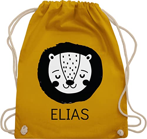 Turnbeutel Rucksack - Löwen - Löwe mit Name - Unisize - Senfgelb - personalisierter kinderrucksack personalisierte kindergartentasche löwenmotiv kind beutel geschenke kita tasche tiere von Geschenk mit Namen personalisiert by Shirtracer