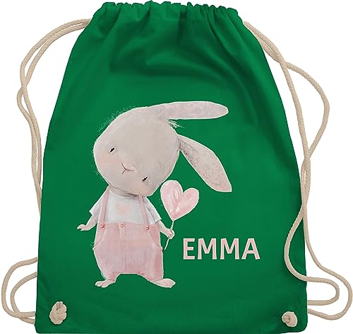 Turnbeutel Rucksack - Mädchen Hase Rabbit Häschen Langohr Süße Hasen - Unisize - Grün - für hasenliebhaber beutel kinder kindergarten geschenke kita tasche hasenmotiv rucksäcke von Geschenk mit Namen personalisiert by Shirtracer