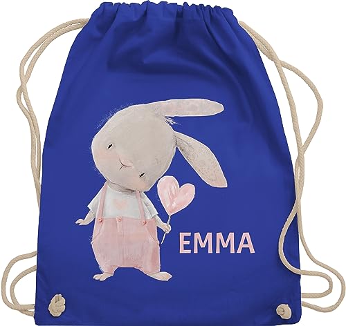 Turnbeutel Rucksack - Süßer Hase Mädchen mit Name personalisiert I Häschen I Rabbit I Langohr I Süße Hasen - Unisize - Royalblau - personalisierter beutel kinder geschenke kindergarten von Geschenk mit Namen personalisiert by Shirtracer