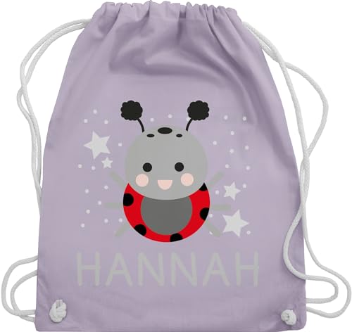 Turnbeutel Rucksack - Marienkäfer Bild und Dein Name - Unisize - Pastell Lila - personalisierter beutel kinder taschen für krippe personalisierte junge stoffbeutel tasche wechselkleidung kita von Geschenk mit Namen personalisiert by Shirtracer
