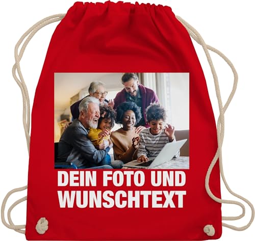 Turnbeutel Rucksack - Geschenk mit Bild I eigenem Foto I Name I eigener Text I Wunschtext - Unisize - Rot - kinder kita wechselkleidung beutel selbst drucken logo stoffbeutel von Geschenk mit Namen personalisiert by Shirtracer