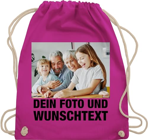 Turnbeutel Rucksack - Mit Foto eigenem Bild Text Name Wunschtext - Unisize - Fuchsia - beutel kita selber bedrucken und sportbeutel kinder stoffbeutel kindergarten gestalten rucksäcke von Geschenk mit Namen personalisiert by Shirtracer