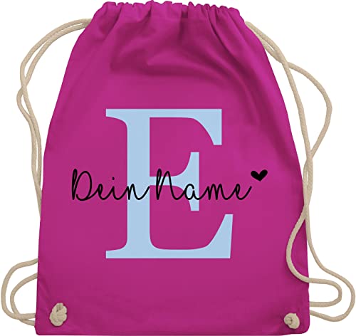 Turnbeutel Rucksack - Name anpassbar Buchstabe Herzchen I Geschenk Initialen - Unisize - Fuchsia - sportbeutel+personalisiert+kinder schulkind beutel buchstaben e turnsack von Geschenk mit Namen personalisiert by Shirtracer